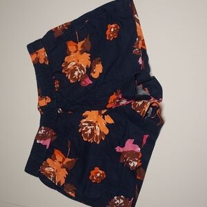 J.Crew Factory Navy Blue Floral Pull On Short Size 2
